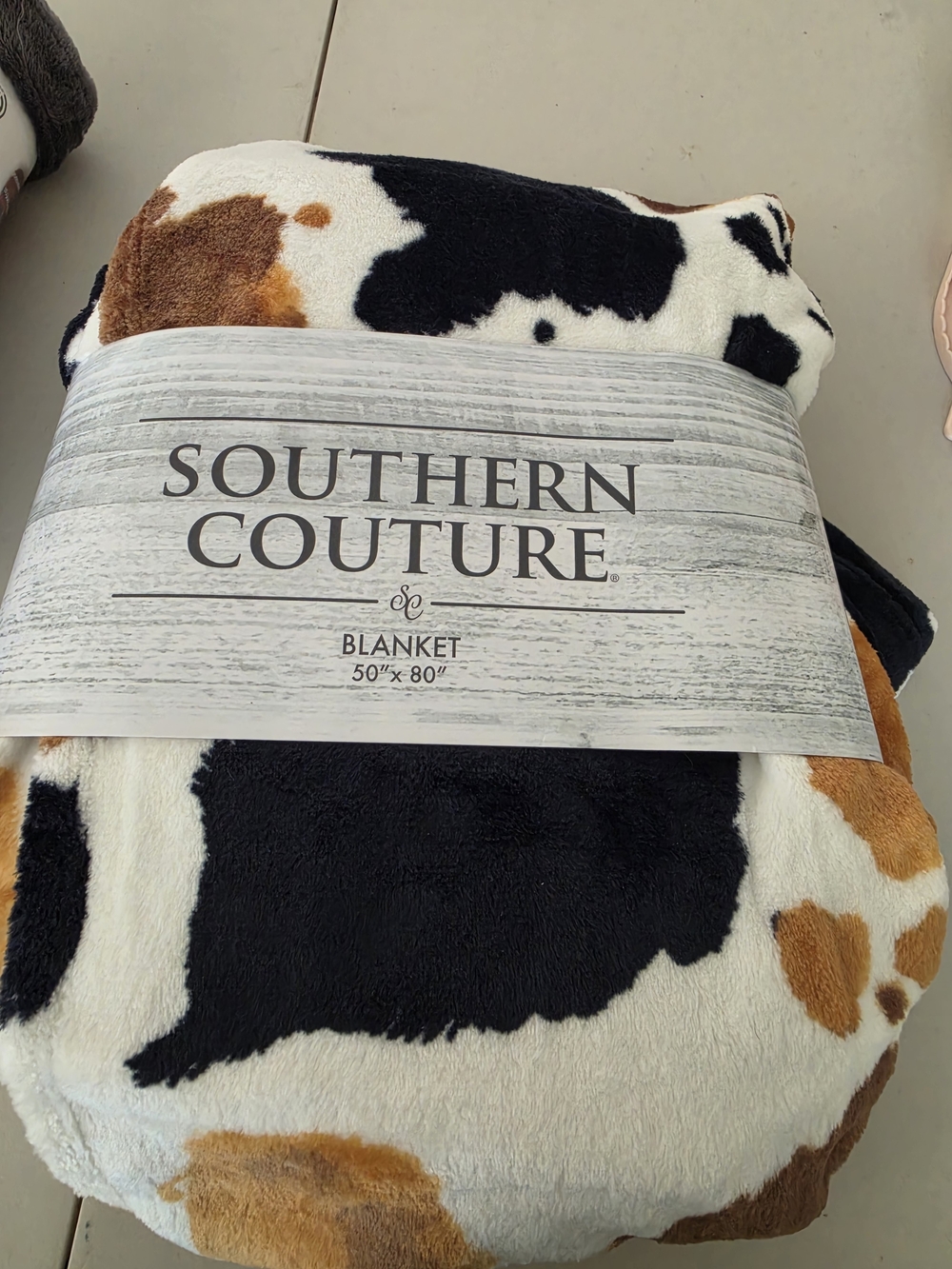 Southern Couture Cow Print Plush Throw Blanket - Black, White & Brown